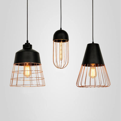 Nordic Creative Iron Cage Geometry 1-Light Pendant Light