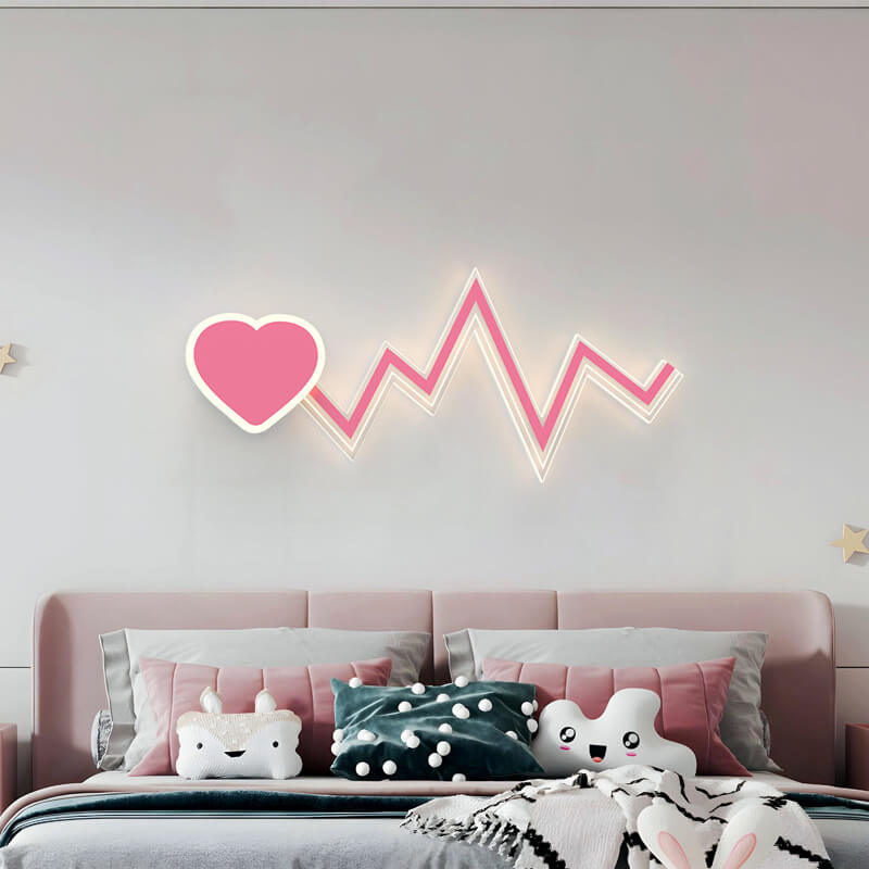 Modern Minimalist Pink Heart Curves LED Wall Sconce Lamp