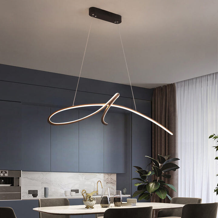 Lámpara de Araña LED de Línea de Arco Minimalista Moderna de Aluminio para Isla 