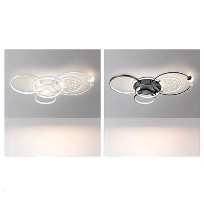 Moderne, minimalistische Circle Combo LED Schwarz-Weiß-Deckenleuchte zur bündigen Montage