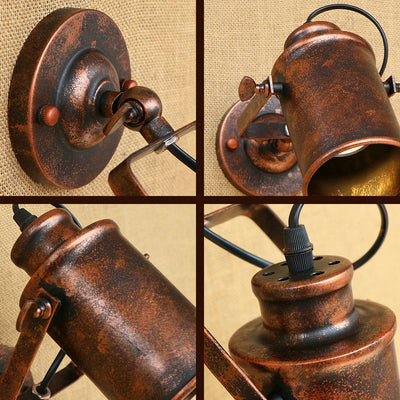 Industrial Vintage Rust Cylinder 1-Light Wall Sconce Lamp