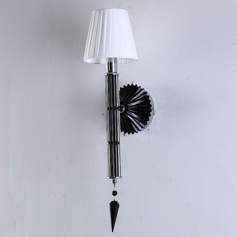 European Vintage Light Luxury Crystal Fabric 1-Light Wall Sconce Lamp