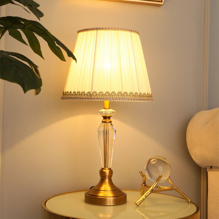 Lampe de table européenne minimaliste en tissu cristal à 1 lumière 
