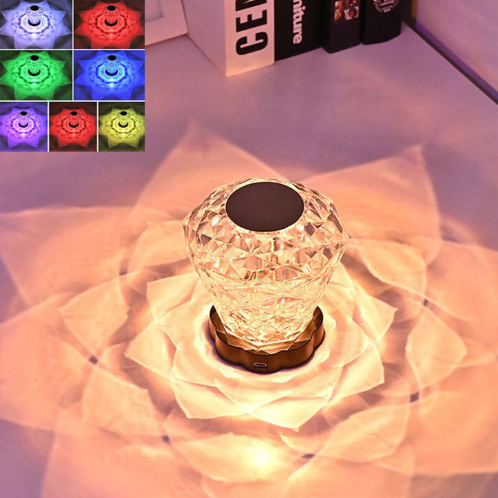 Lampe de Table décorative créative en forme de pétale de Rose en diamant, veilleuse LED en acrylique 