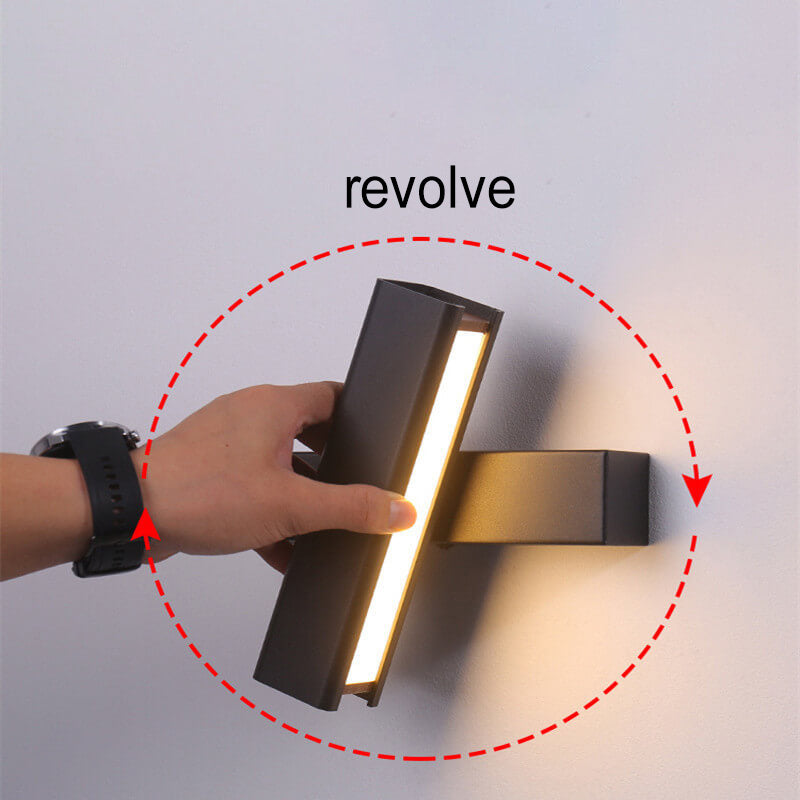 Moderne minimalistische rechteckige Aluminium-Eisen-Holz drehbare LED-Wandleuchte 