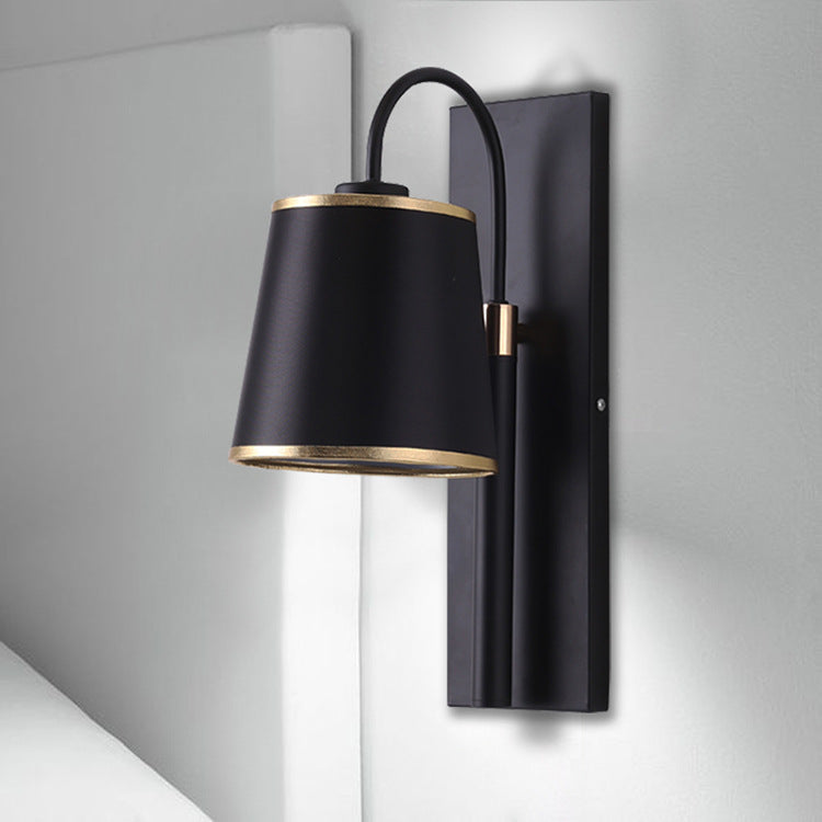 Modern Minimalist Black Cone Fabric 1-Light Wall Sconce Lamp