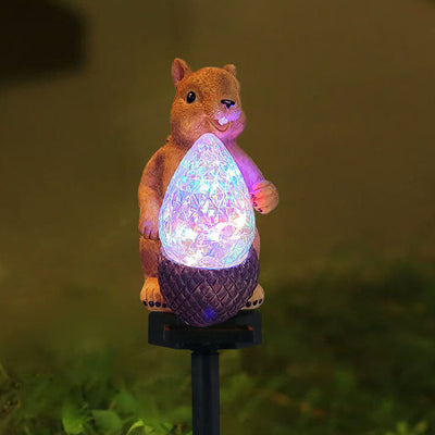 Contemporary Creative Resin Squirrel LED Solar Waterproof Lawn Landscape Insert Light For Outdoor Patio