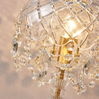European Light Luxury Vintage Crystal Kupfer 1-flammige Tischlampe 