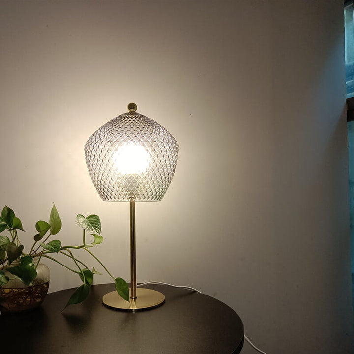 Lámpara de mesa moderna minimalista de metal y vidrio gris humo de 1 luz 