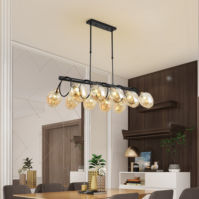 Nordic Light Luxury Gradient Glass Linear  6/8/10 Light Island Light Chandelier