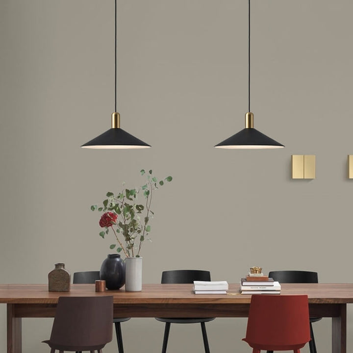 Moderne minimalistische Pendelleuchte aus Eisen mit dreieckigem Kegelschirm, 1-flammig, für das Wohnzimmer 
