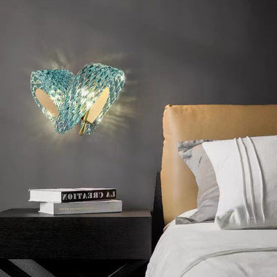 Modern Luxury Blue Floral Glass 2/3 Light Wall Sconce Lamp