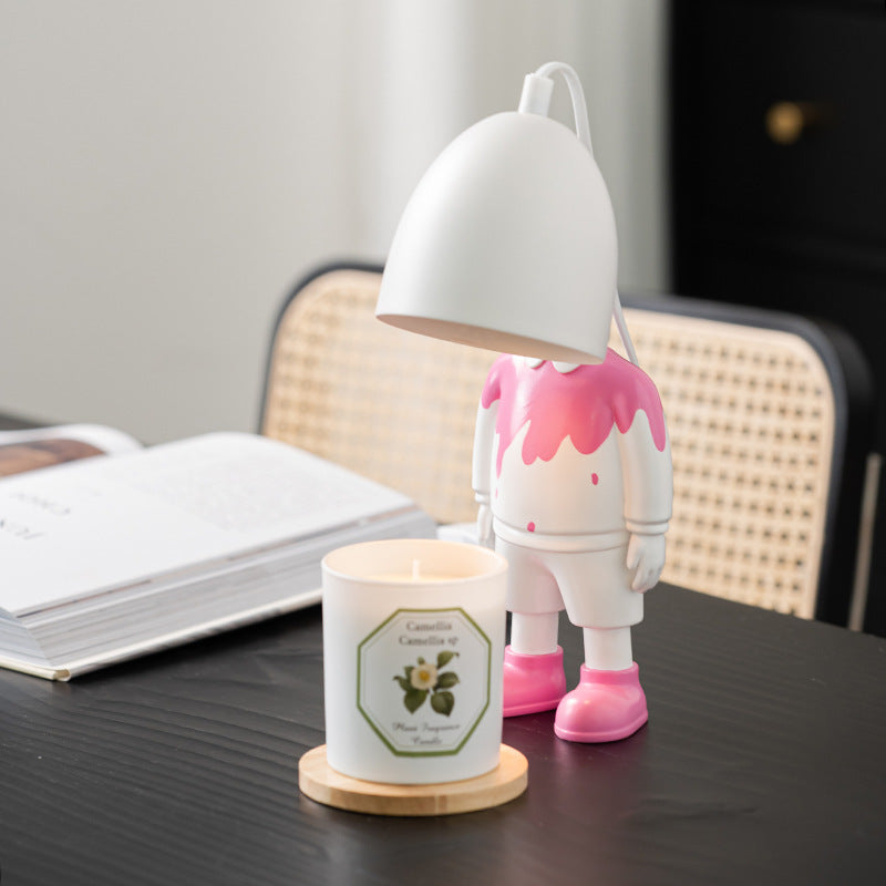 Modern Creative Pink Ink Splash Robot Hardware 1-Light Melting Wax Table Lamp