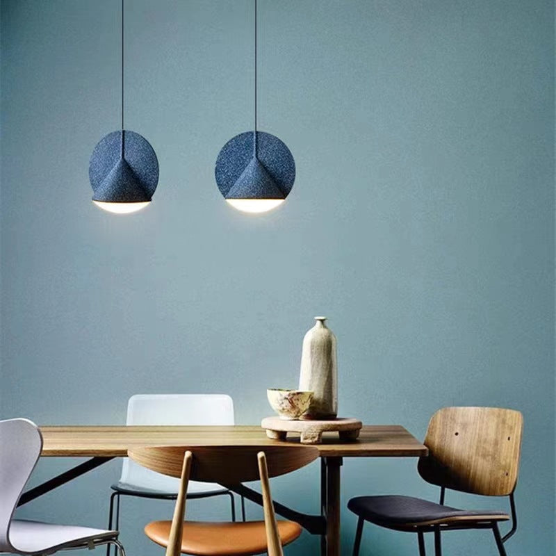 Contemporary Scandinavian Imitation Terrazzo Texture Conic Shade LED Pendant Light For Bedroom