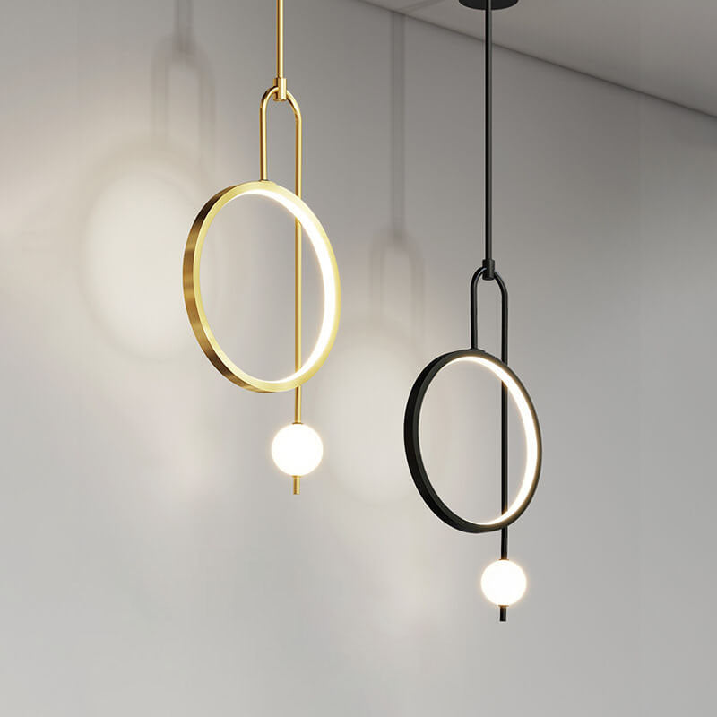 European Minimalist Light Luxury Circular Hardware Acrylic LED Chandelier