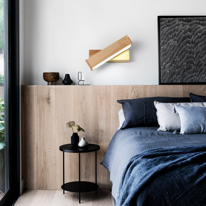 Simple Log Wooden Rectangular Rotatable LED Wall Sconce Lamp