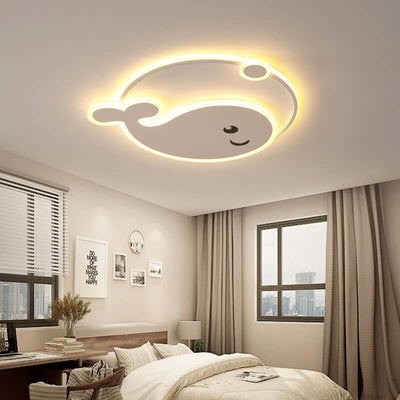 Creative Cartoon Dolphin Moon LED Kids Flush Mount Ceiling Light