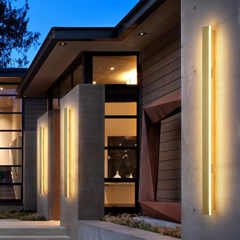 Outdoor Modern Simple Gold Long Strip Acrylic Iron Waterproof LED Wall Sconce Lamp