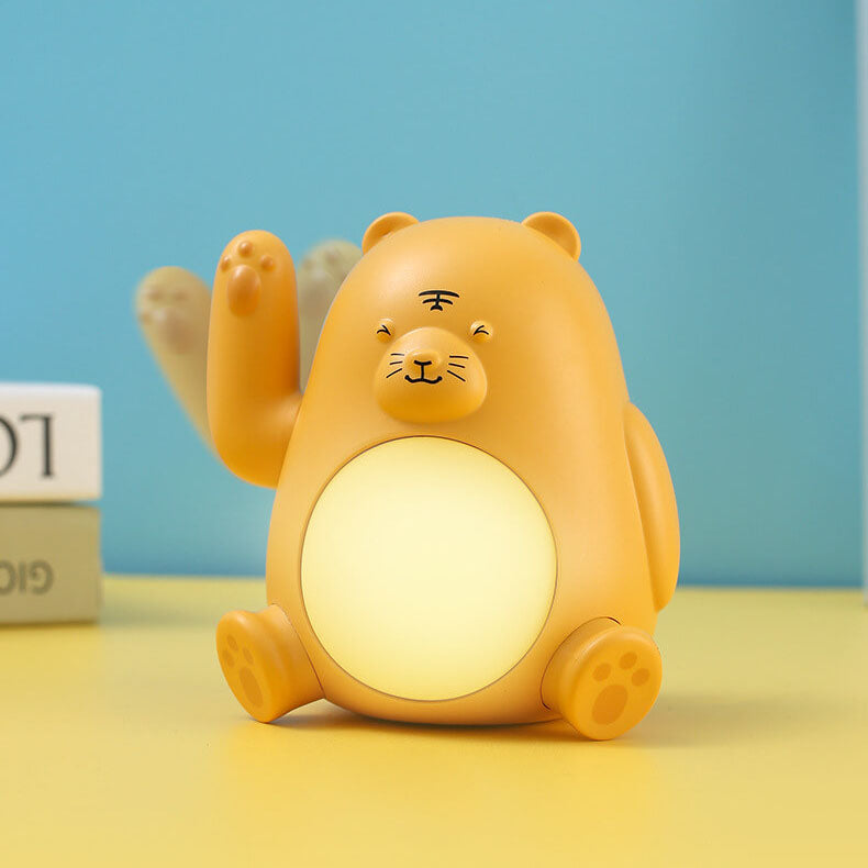 Lampe de nuit moderne créative en silicone LED USB rechargeable en forme de tigre 