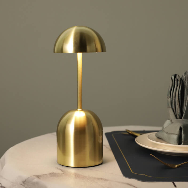 Lámpara de mesa LED táctil USB redonda de hierro dorado moderno 