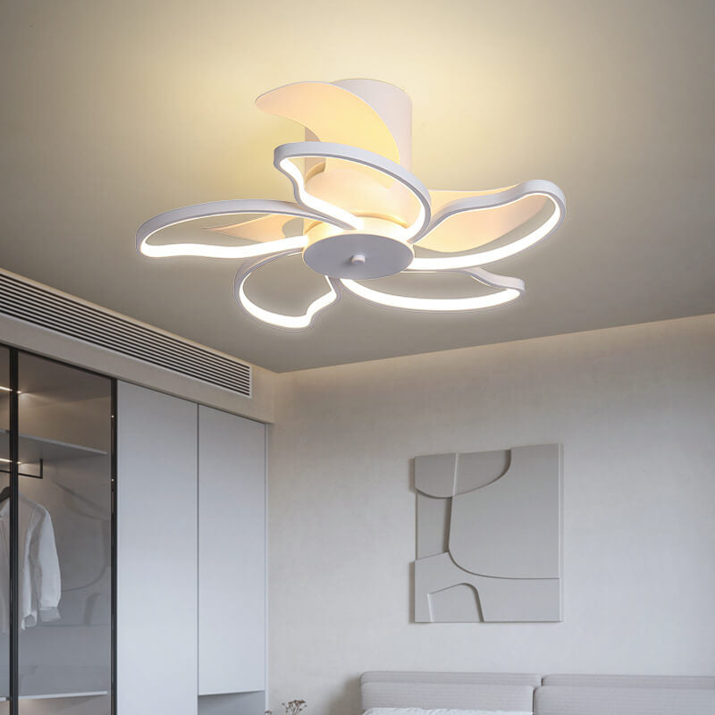 Nordic Minimalist Petal Shaped LED Semi-Flush Mount Ceiling Fan Light