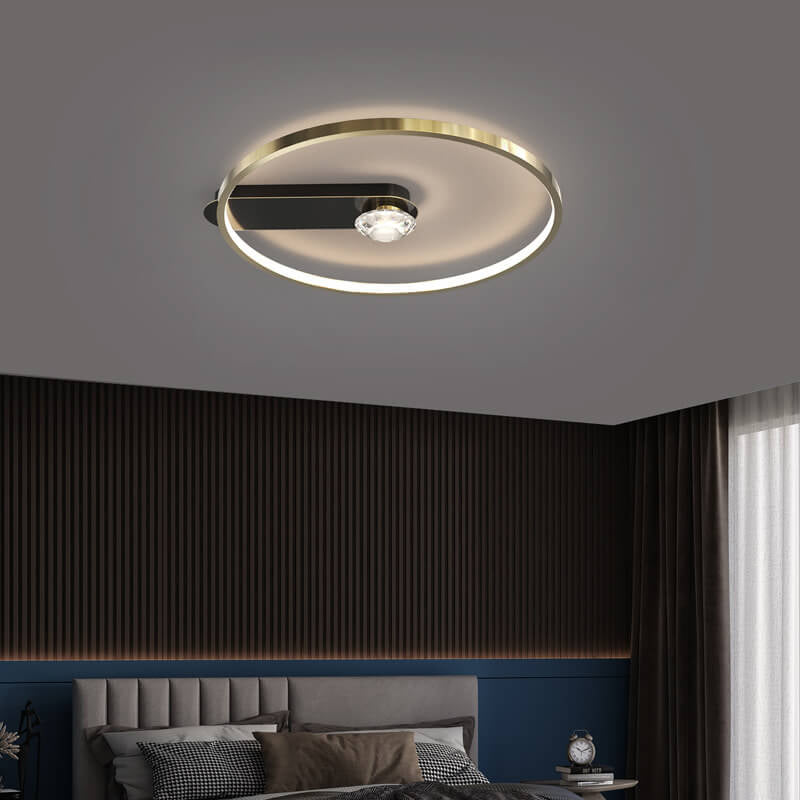 ضوء السقف الفاخر الكريستالي المستدير LED بتصميم نحاسي صناعي 