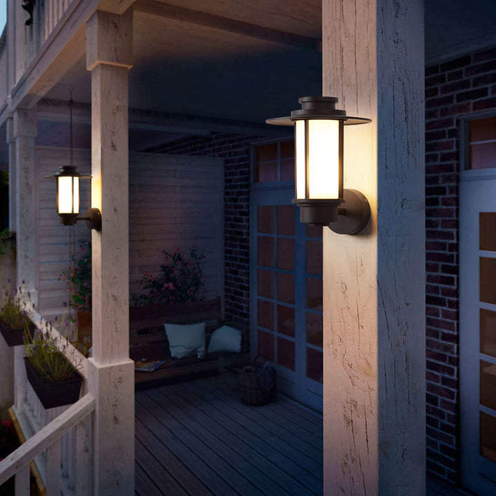Modern Minimalist Waterproof Coffee Cylinder Lantern 1-Light Patio Landscape Light For Outdoor