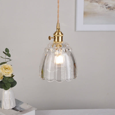 Nordic Simple Transparent Glass Lampshade Brass 1-Light Pendant Light