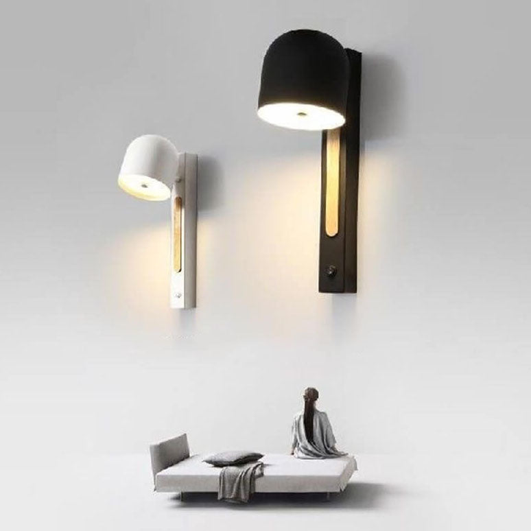 Nordic Light Luxury Runde LED-Wandleuchte aus Eisenholz 