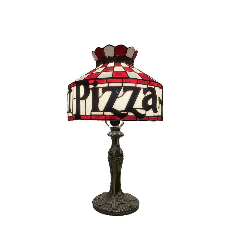 Tiffany Pizza Stained Glass Cone 1-Light Table Lamp