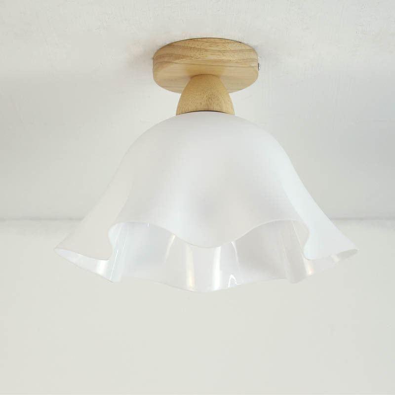European Rustic Lotus Acrylic 1-Light Semi-Flush Mount Light