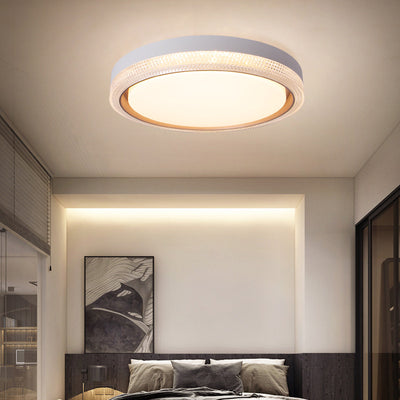Modern Simple Acrylic Round Ring Iron LED Flush Mount Ceiling Light