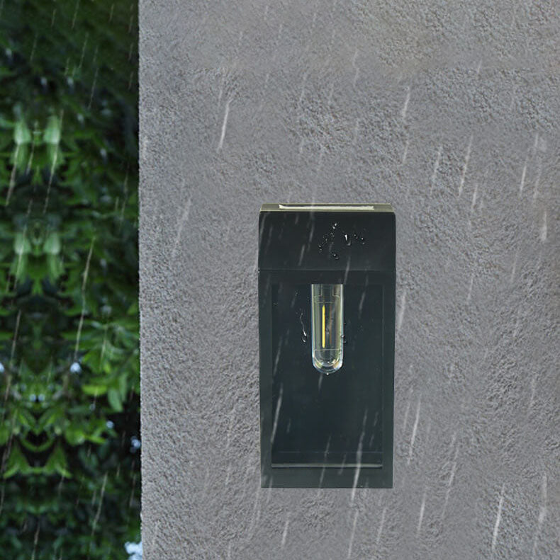 Modern Rectangular Solar 1-Light Waterproof Plastic Outdoor Garden Wall Light