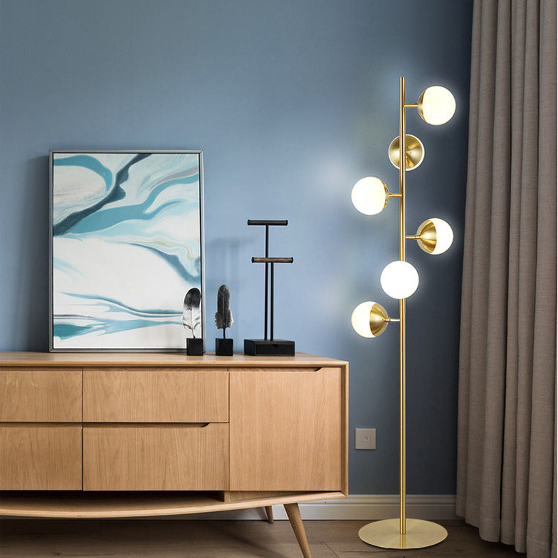 Modern Minimalist Round Ball Metal Glass 6-Light Standing Floor Lamp