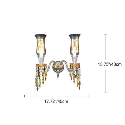Vintage Tiffany gefärbte florale Glaskuppel 1-Licht Wandleuchte Lampe 