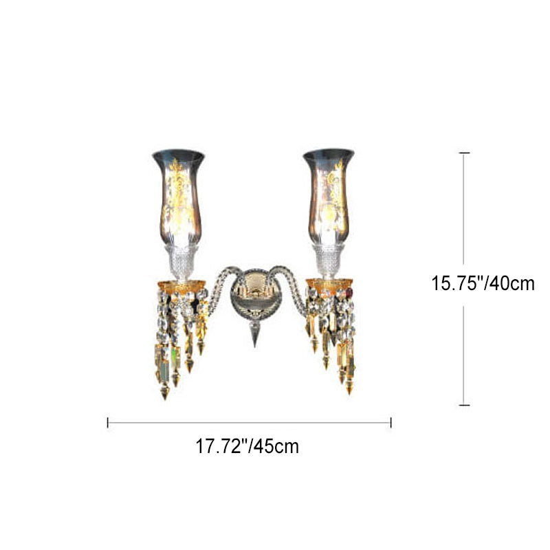 Vintage Tiffany gefärbte florale Glaskuppel 1-Licht Wandleuchte Lampe 