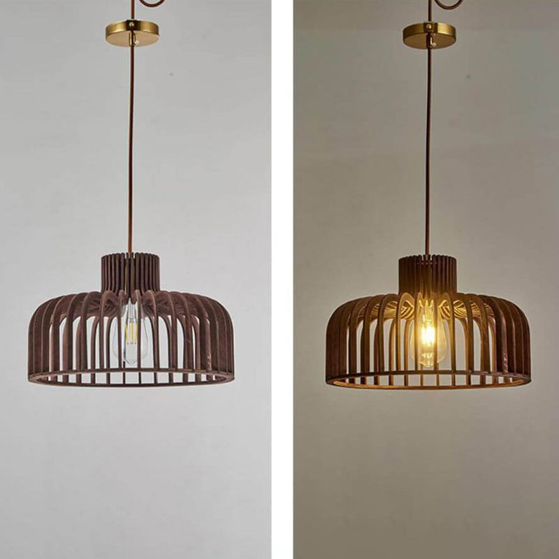 Nordic Vintage Basswood Oval Geometrie 1-Licht Pendelleuchte 