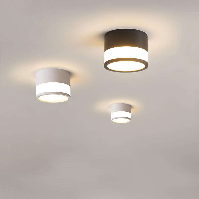 Modern Solid Color Cylinder Aluminum LED Flush Mount Light