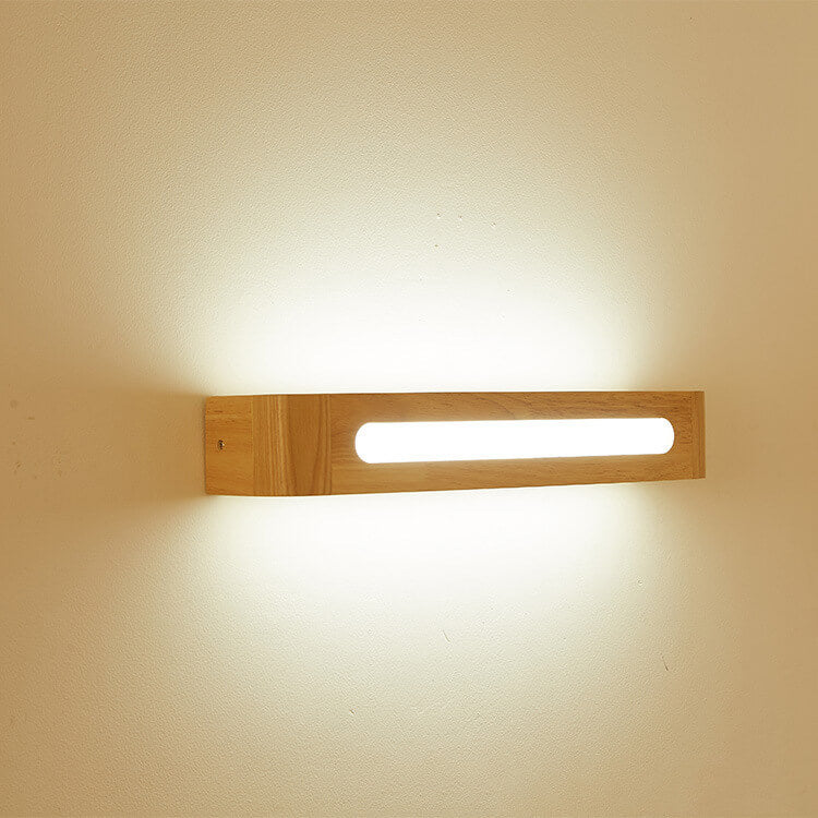 Nordic Log Wood Rectangular LED Wall Sconce Lamp