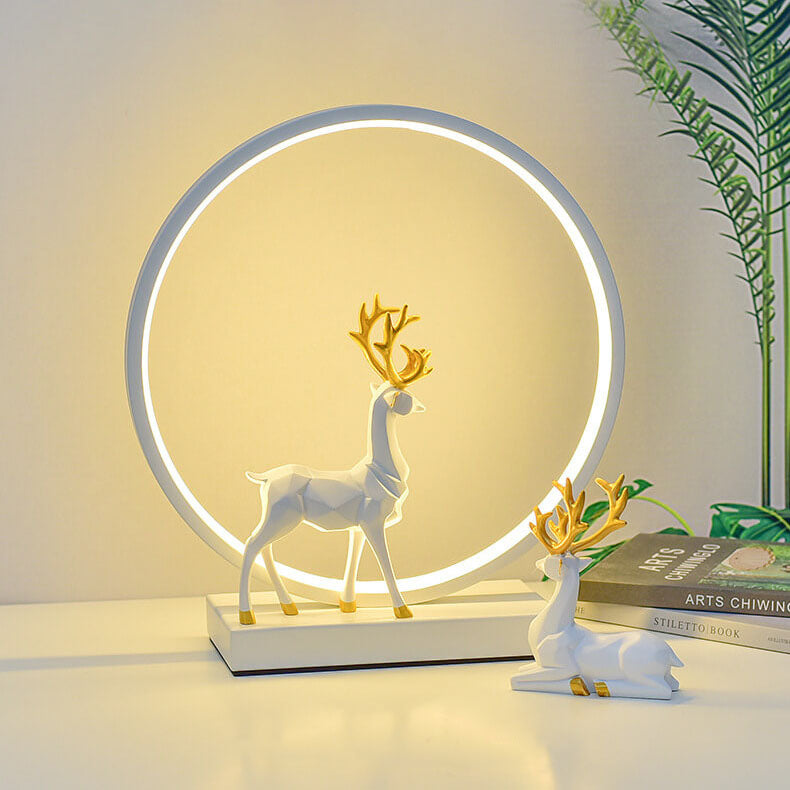 Nordic Creative Circle Deer USB LED Night Light Table Lamp