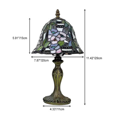 Tiffany Simple Flower Cup Alloy Stained Glass 1-Light Table Lamp