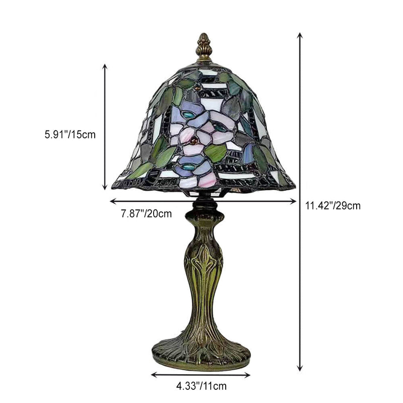 Tiffany Simple Flower Cup Alloy Stained Glass 1-Light Table Lamp