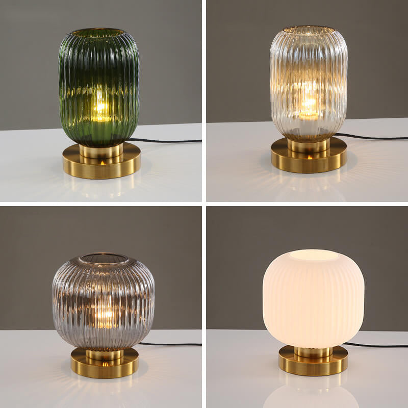 Nordisch gestreiftes ovales Glasdesign 1-flammige Tischlampe