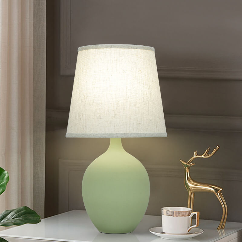 Nordic Fabric Shade Color Ceramic Base 1-Light Table Lamp