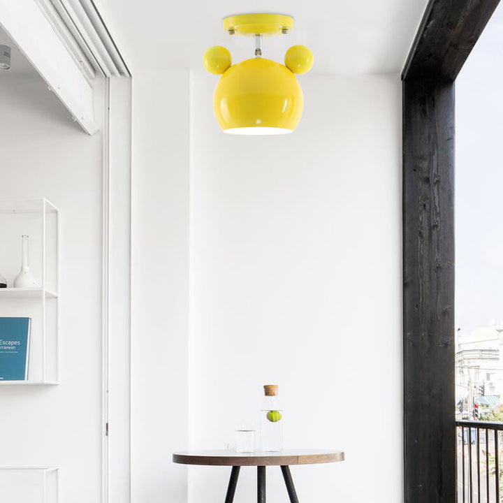 Contemporary Nordic Cartoon Dome Shape Iron 1-Light Semi-Flush Mount Ceiling Light For Hallway