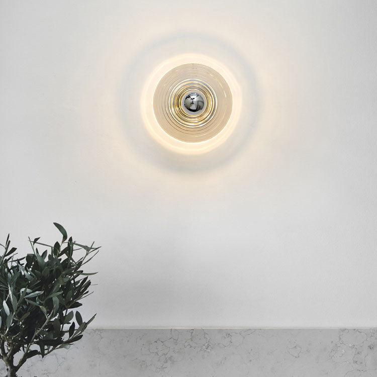 Moderne Art Deco Welle Muster Runde Glas 1-Licht Wand Leuchte Lampe Für Schlafzimmer 
