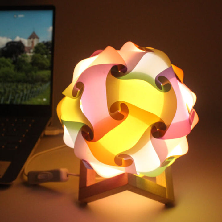 Créatif DIY Rond Hortensia Combinaison Design LED Lampe de Table Veilleuse 