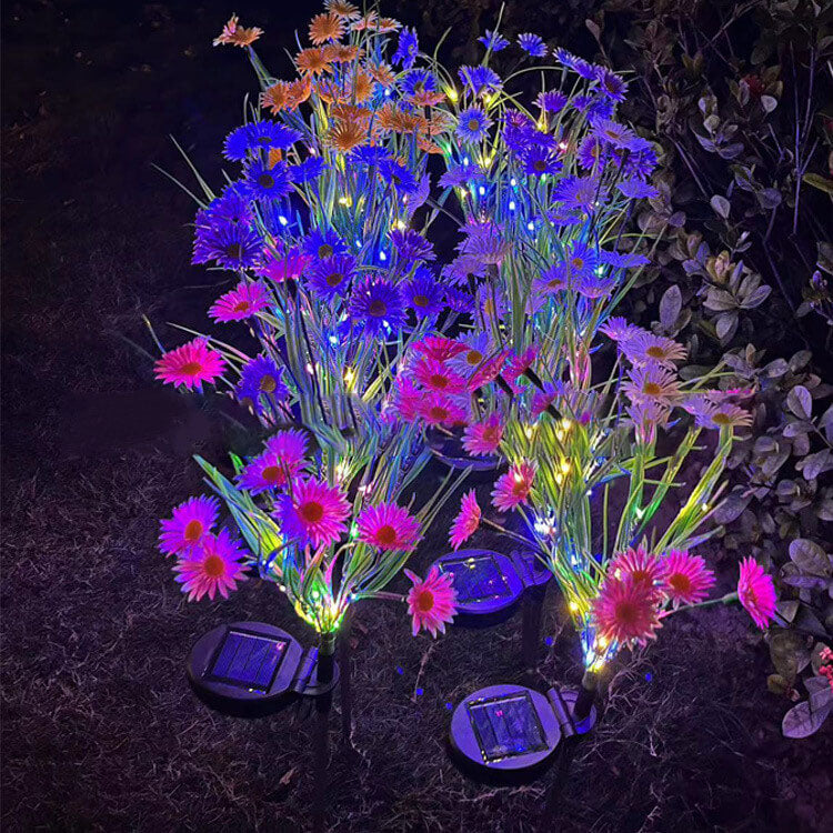 Lampe extérieure à LED en forme de fleur de couleur moderne solaire avec prise de terre 
