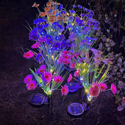 Solar Modern Color Flower Shaped LED Grounding Plug Outdoor Light