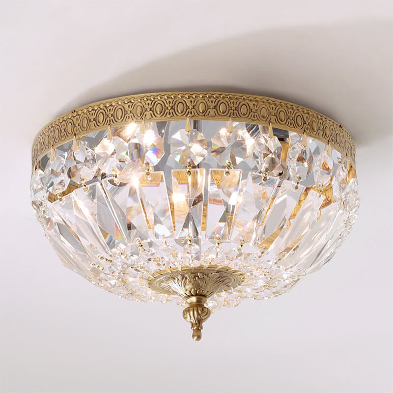 Luz de montaje empotrado de 6 luces de cristal estilo rústico todo cobre 